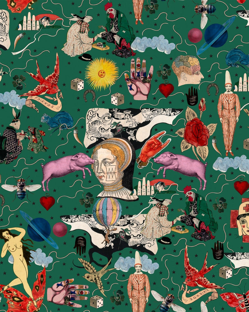 Mind The Gap - ILLUSIONARY DAYTIME Green Wallpaper - WP20618