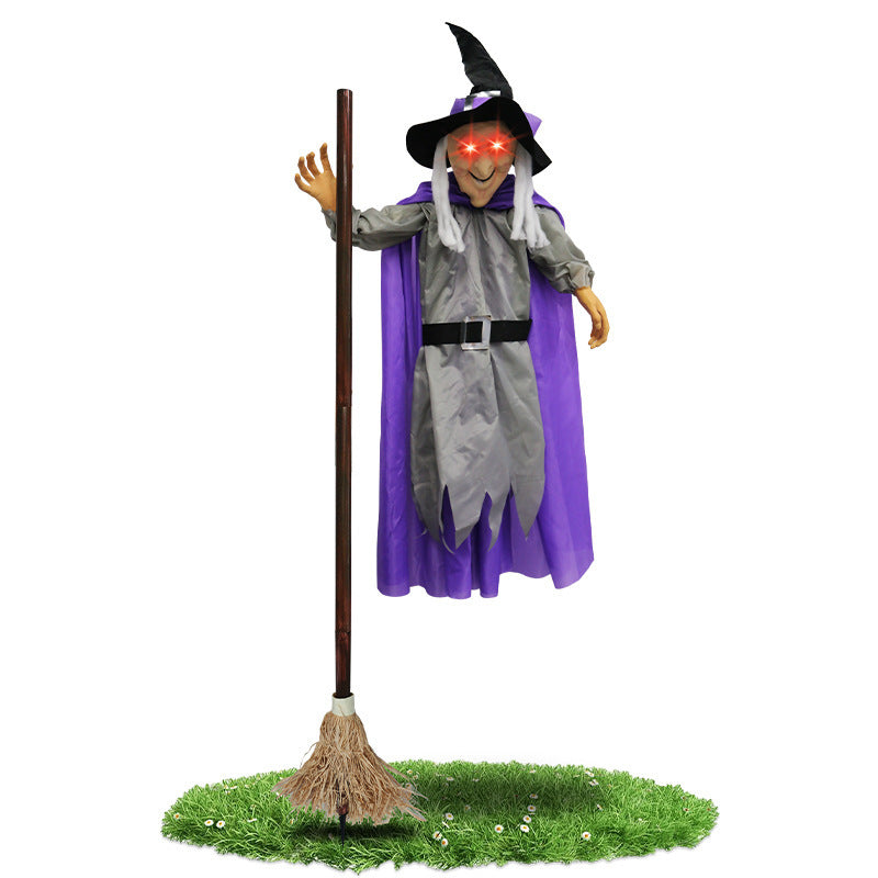 Halloween Flying Witch Outdoor Ghost Animatronic Scary Prop. glodeco