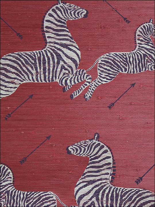 Scalamandre SC0002G81388M Zebras Zebras On Red Wallpaper