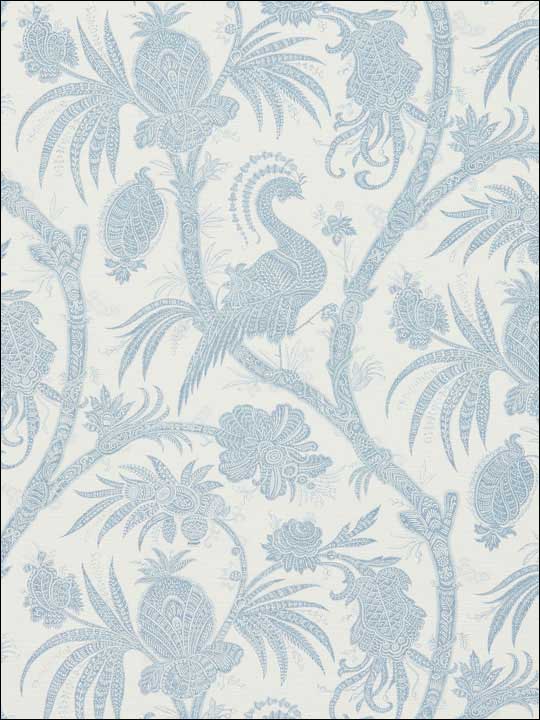 Scalamandre SC0002WP88355 Balinese Peacock Sky Wallpaper