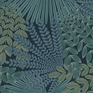 Schumacher - Velvet Leaves - Spruce And Blue - 2261 - Wallpaper