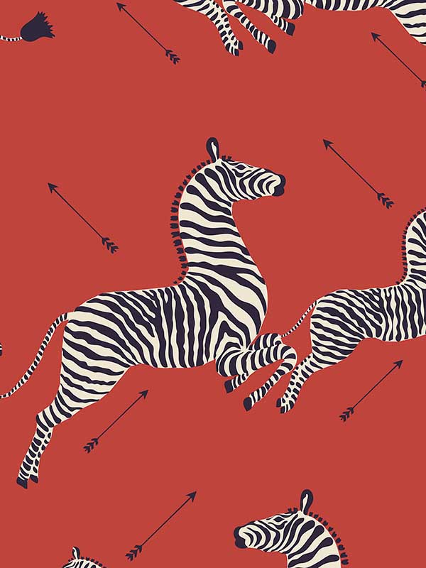Scalamandre SC0001WP81388MV Zebras Vinyl Masai Red Wallpaper