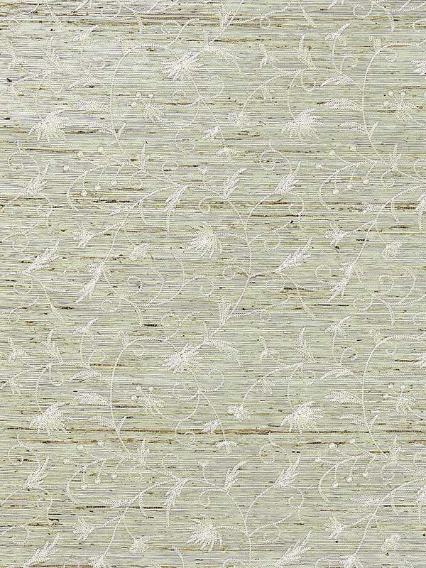 Scalamandre SC0001WP88384 Olivia Embroidered Grasscloth Winter Wheat Wallpaper