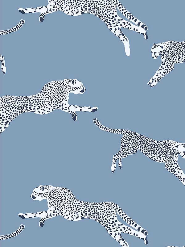 Scalamandre SC0004WP88449 Leaping Cheetah Cloud Nine Wallpaper
