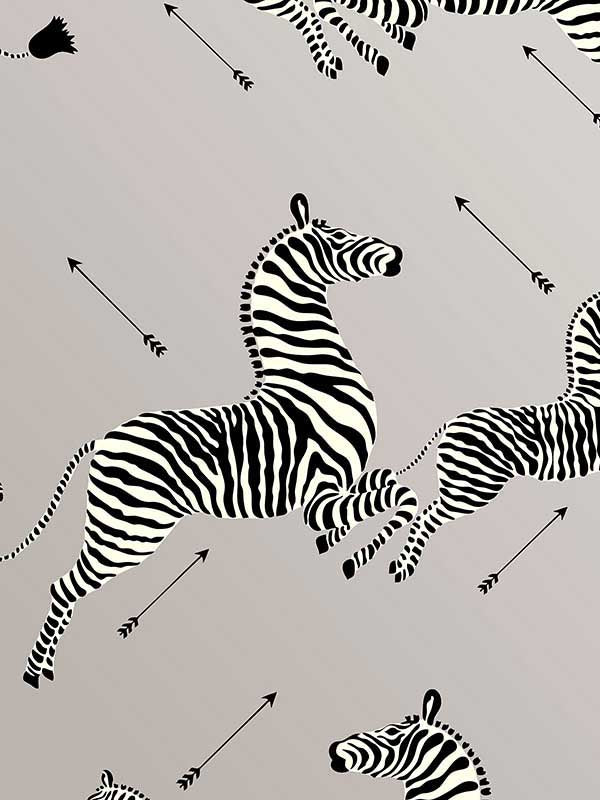 Scalamandre SC0010WP81388M Zebras Wallpaper Silver Wallpaper