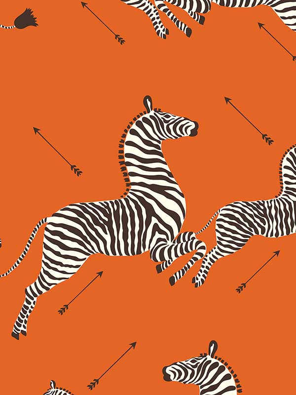 Scalamandre SC0012WP81388MV Zebras Vinyl Orange Wallpaper