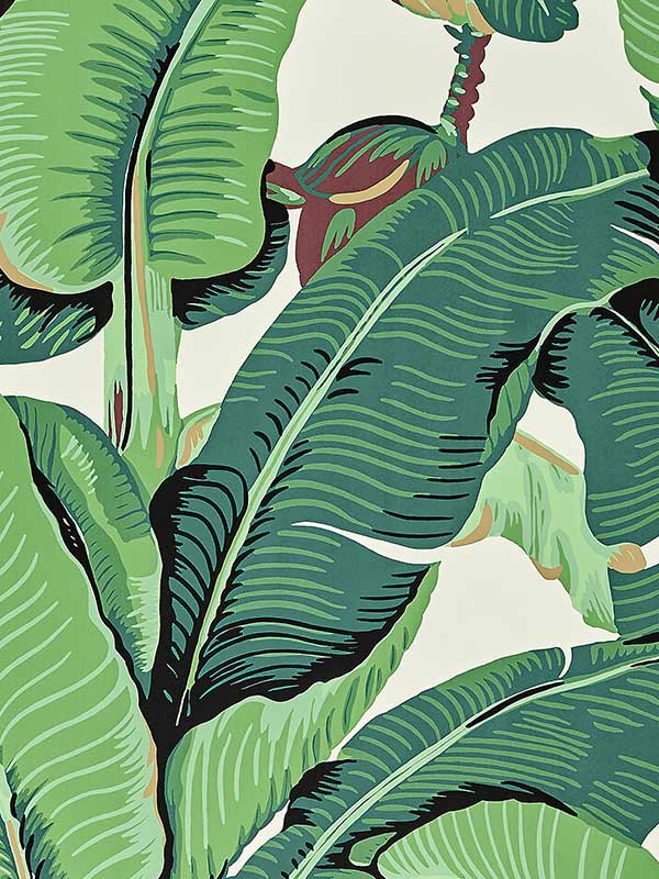 Scalamandre WHN000144000 Hinson Palm Wide Width Green Wallpaper