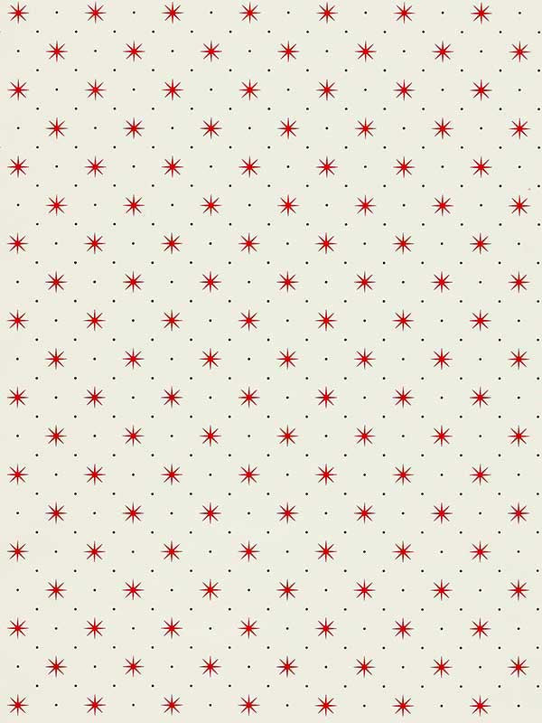 Scalamandre WHN000RP1003 Trixie Red and Black On White Wallpaper