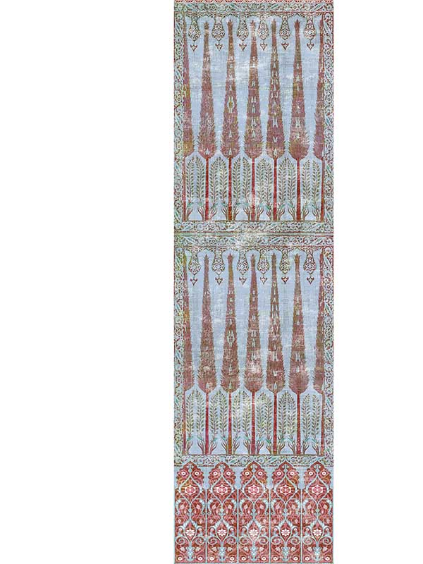 Scalamandre WNM1047TOPK Topkapi Garden Panel Turquoise Red Wallpaper