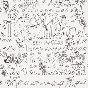 Schumacher - Aviary - Black On White - 2705510 - Wallpaper