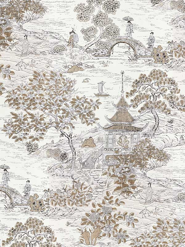 Scalamandre SC0001WP88554 Satomi Pewter Wallpaper