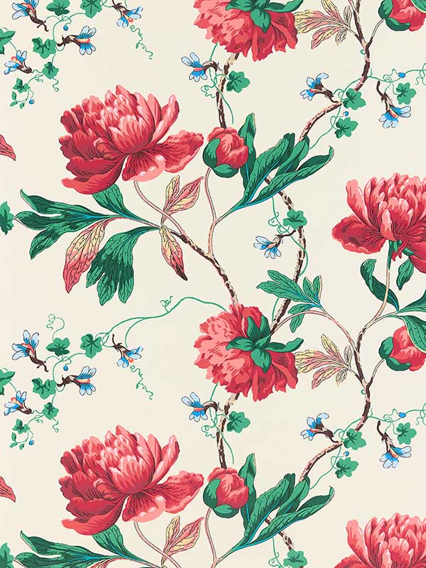 Scalamandre SC0001WP88562 Isadora Red Multi Wallpaper