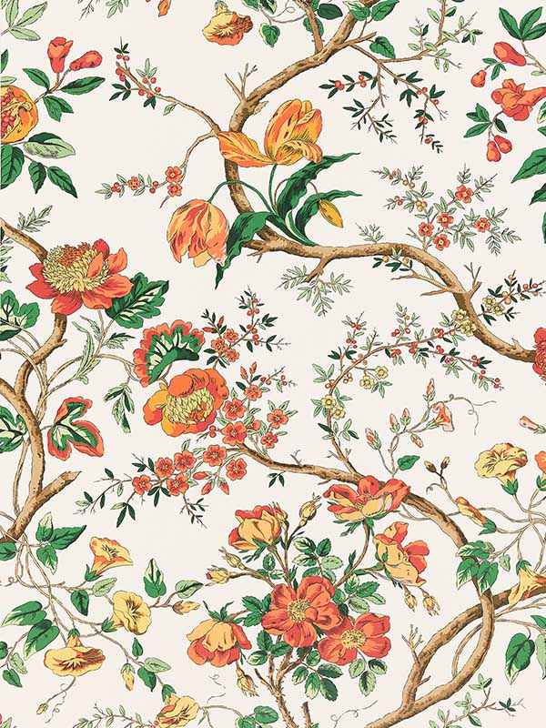 Scalamandre SC0001WP88563 Persephone Persimmon Wallpaper
