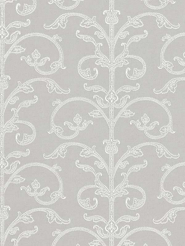 Scalamandre SC0002WP88558 Saxony Scroll Steel Wallpaper