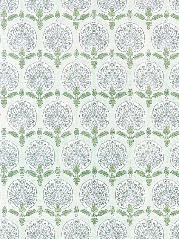 Scalamandre SC0003WP88560 Karanfil Block Print Green Tea Wallpaper