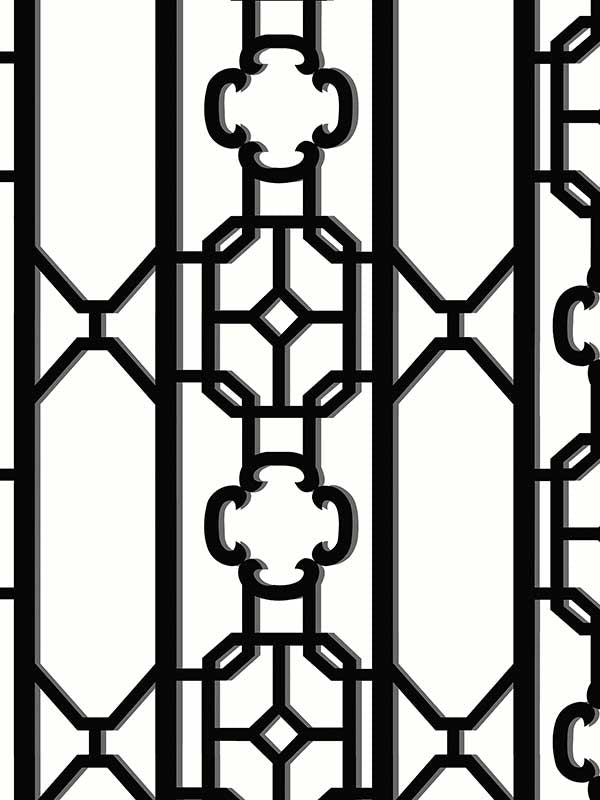 Scalamandre SC0007WP88582D Joanna Fret Onyx Wallpaper