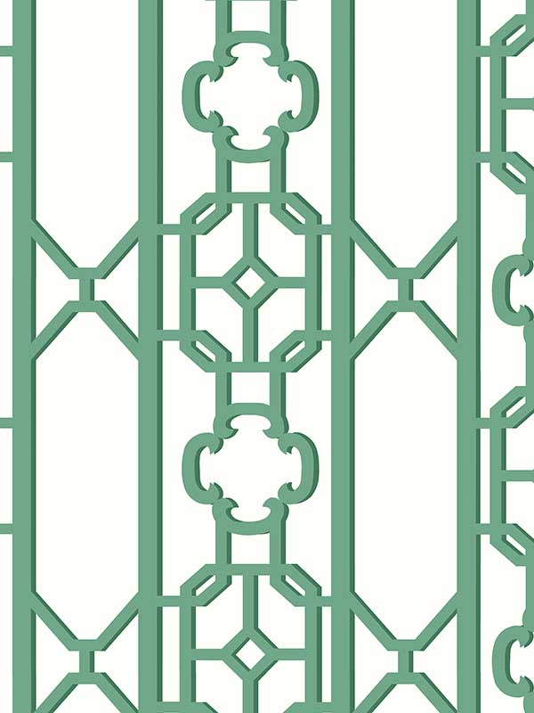 Scalamandre SC0008WP88582D Joanna Fret Gazebo Green Wallpaper
