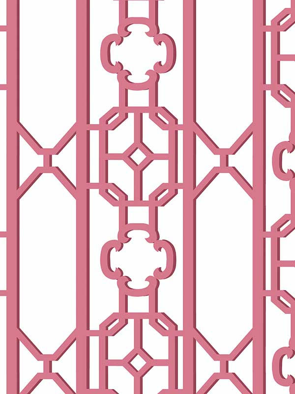 Scalamandre SC0014WP88582D Joanna Fret Raspberry Wallpaper