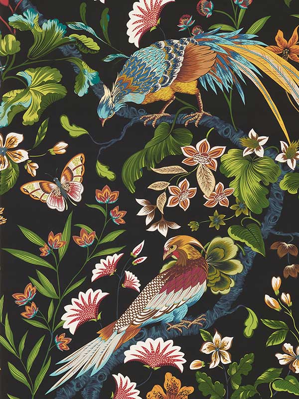 Scalamandre WJR00026822D Botany Bay Black Ruby Wallpaper