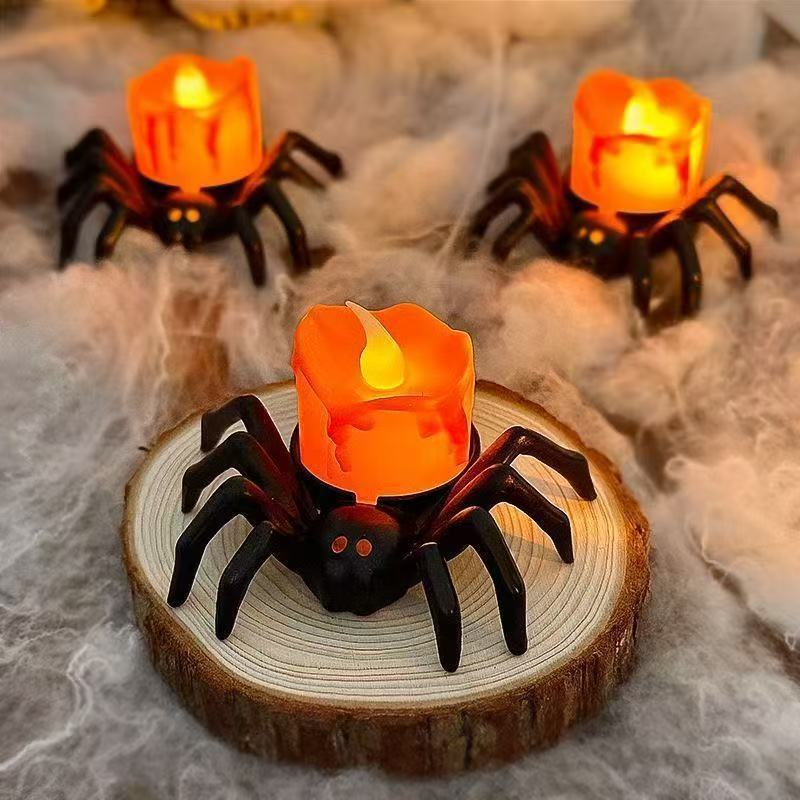 Halloween Pumpkin Spider Candle Light Props β Scary Party Decor glodeco