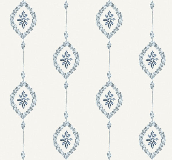 Seabrook Sand Dollar Stripe Coastal Blue Wallpaper