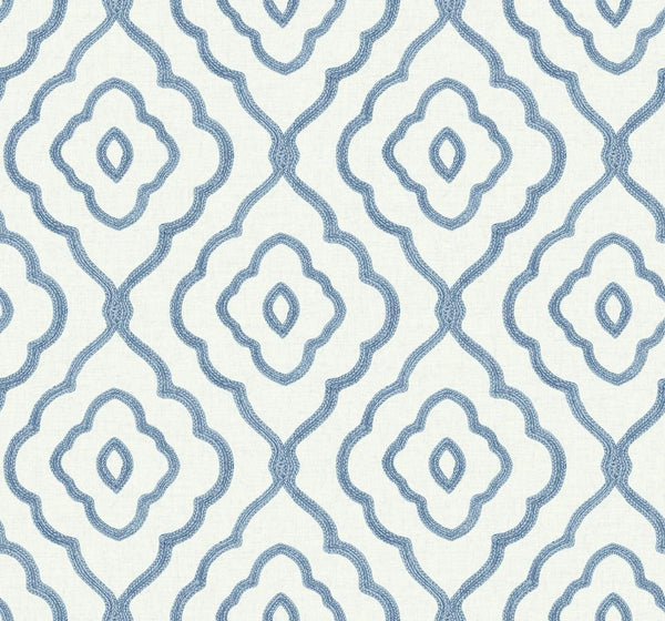 Seabrook Seaside Ogee Blue Oasis Wallpaper