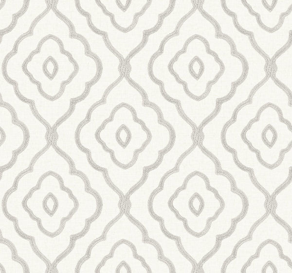 Seabrook Seaside Ogee Daydream Gray Wallpaper