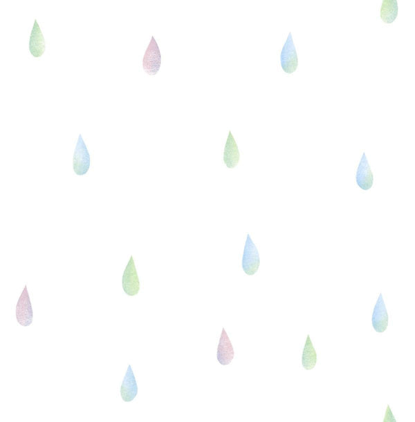 Seabrook Raindrops Pink, Blue, And Green Wallpaper