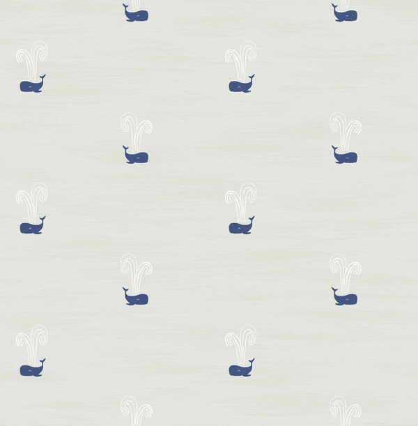 Seabrook Tiny Whales Soft Gray And Navy Wallpaper