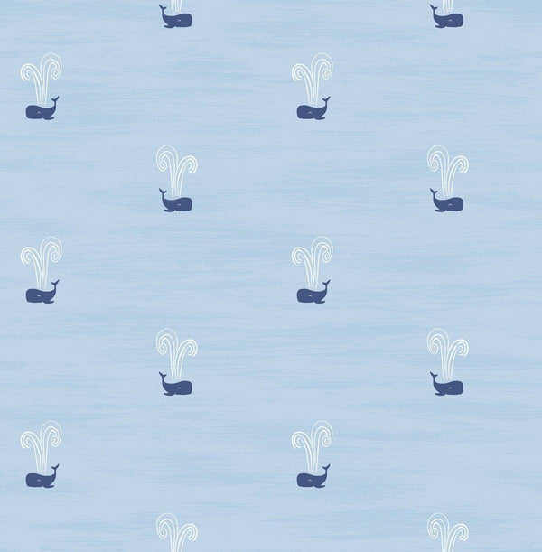 Seabrook Tiny Whales Sky Blue And Navy Wallpaper