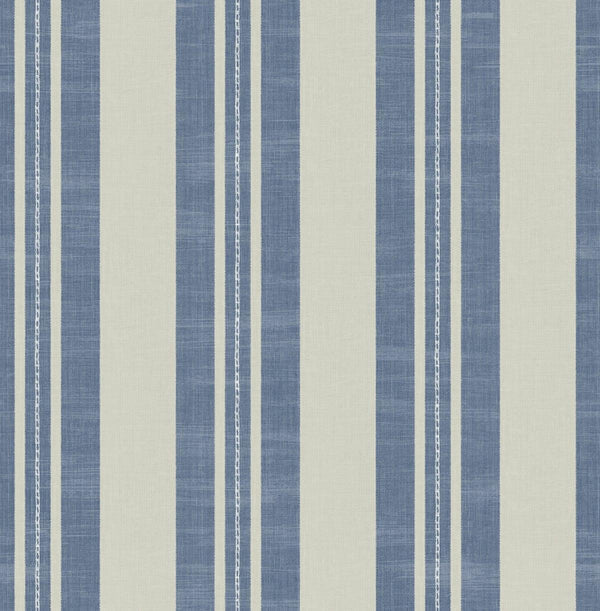 Seabrook Linen Stripe Denim And Soft Gray Wallpaper