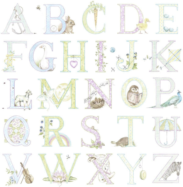 Seabrook Alphabet Light Pastel Wallpaper
