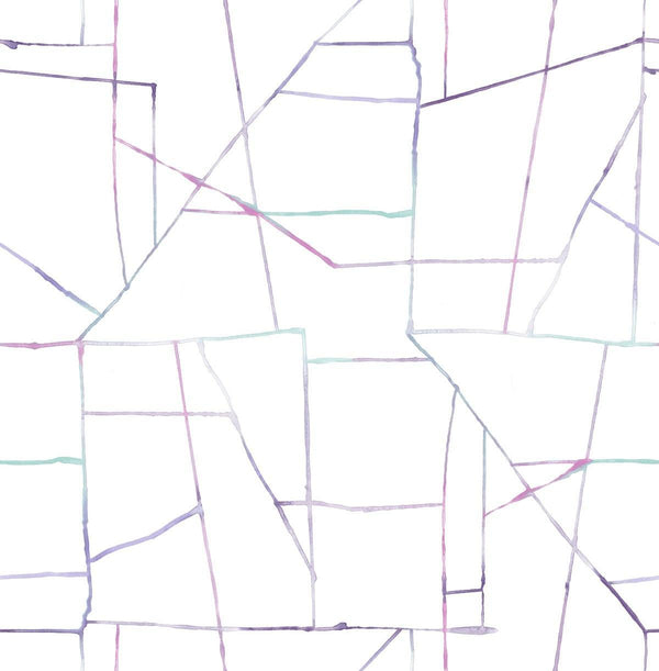 Seabrook Geo Creative Purple, Teal, And Pink Wallpaper
