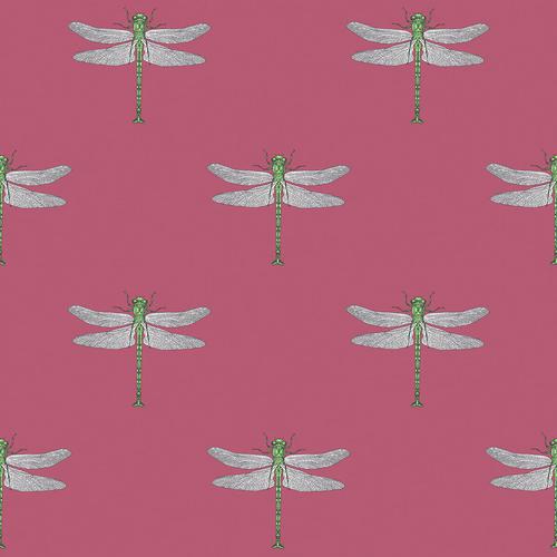 Seabrook Catalina Rose Pink, Green, Metallic Silver, And Black Wallpaper