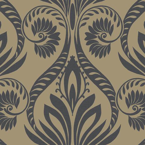 Seabrook Bonaire Black And Metallic Gold Wallpaper