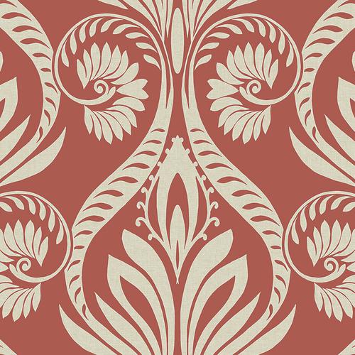 Seabrook Bonaire Scarlet Red And Off-White Wallpaper