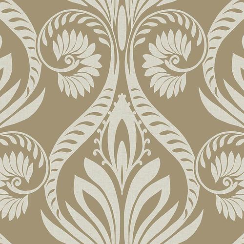Seabrook Bonaire Metallic Gold And Off-White Wallpaper