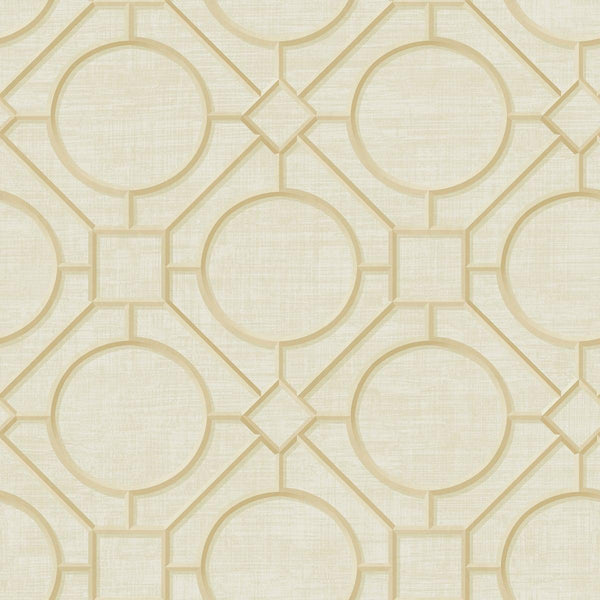 Seabrook Silk Road Trellis Metallic Gold And Linen Wallpaper