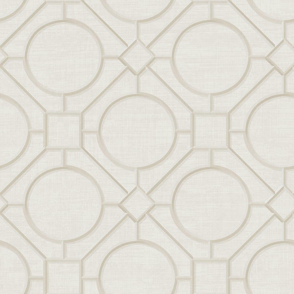 Seabrook Silk Road Trellis Metallic Pearl And Off-White Wallpaper