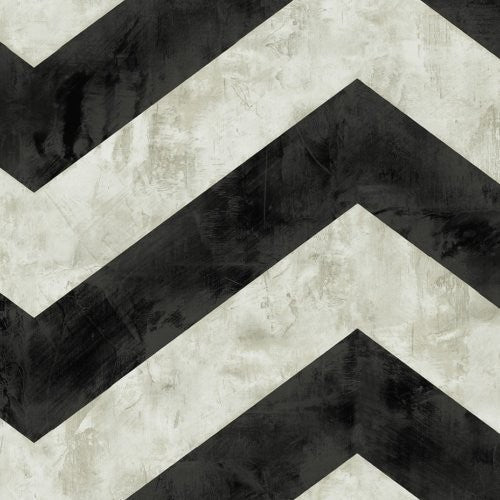 Seabrook Hubble Chevron Metallic Ebony And Ivory Wallpaper