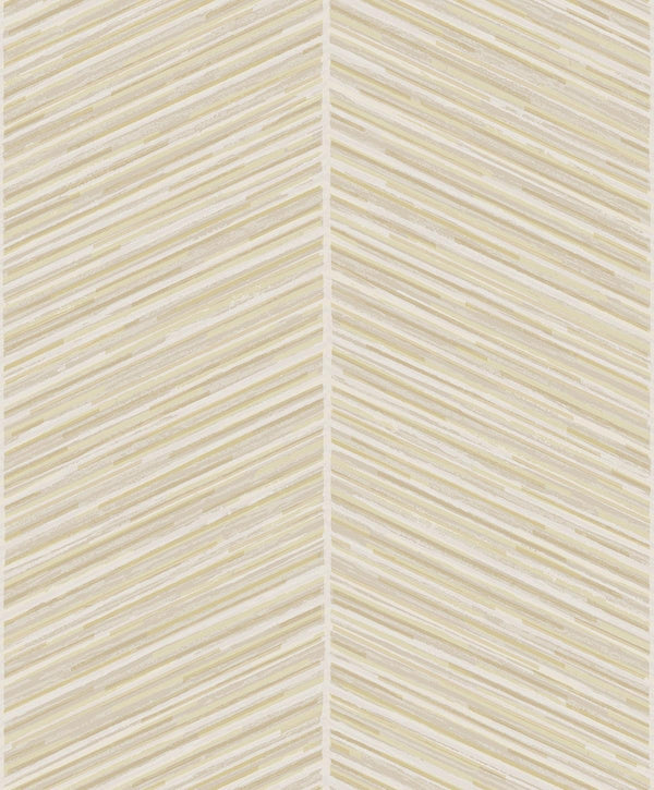 Seabrook Herringbone Stripe Metallic Gold And Off-White Wallpaper