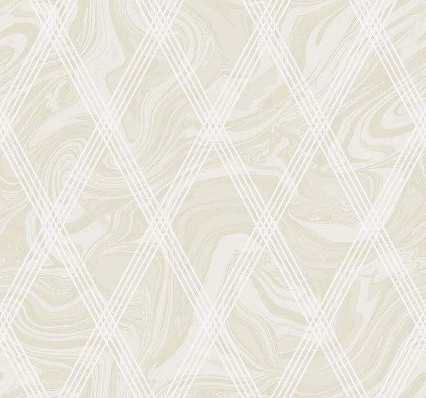 Seabrook Marble Diamond Geometric Metallic Gold And White Wallpaper