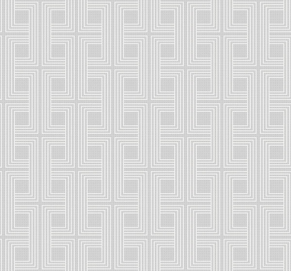 Seabrook Interlocking Squares Metallic Gray And Off-White Wallpaper