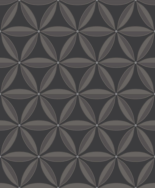 Seabrook Lens Geometric Ebony And Charcoal Wallpaper