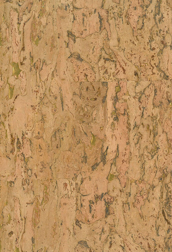 Seabrook Cork Brown, Metallic Gold Wallpaper