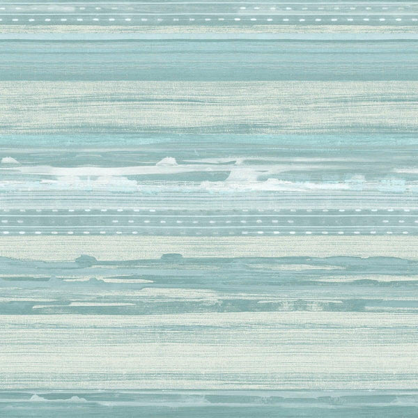 Seabrook Horizon Brushed Stripe Teal, Seafoam, And Ivory Wallpaper