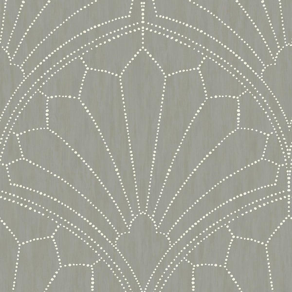 Seabrook Scallop Medallion Cinder Gray And Ivory Wallpaper