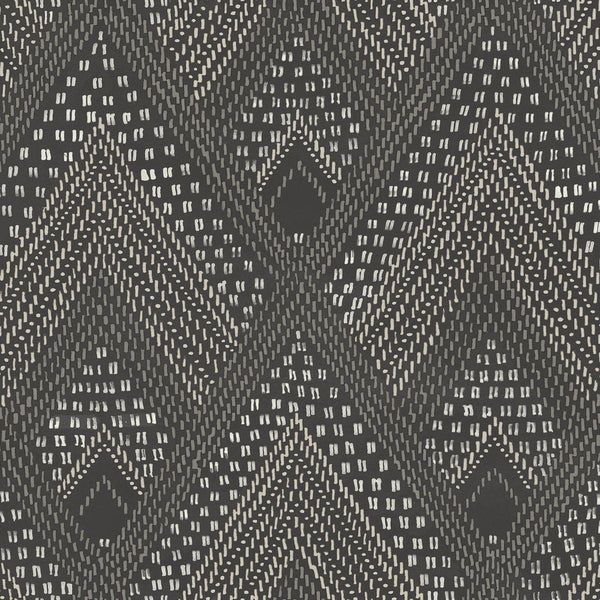 Seabrook Panama Boho Diamonds Black Sands And Charcoal Wallpaper