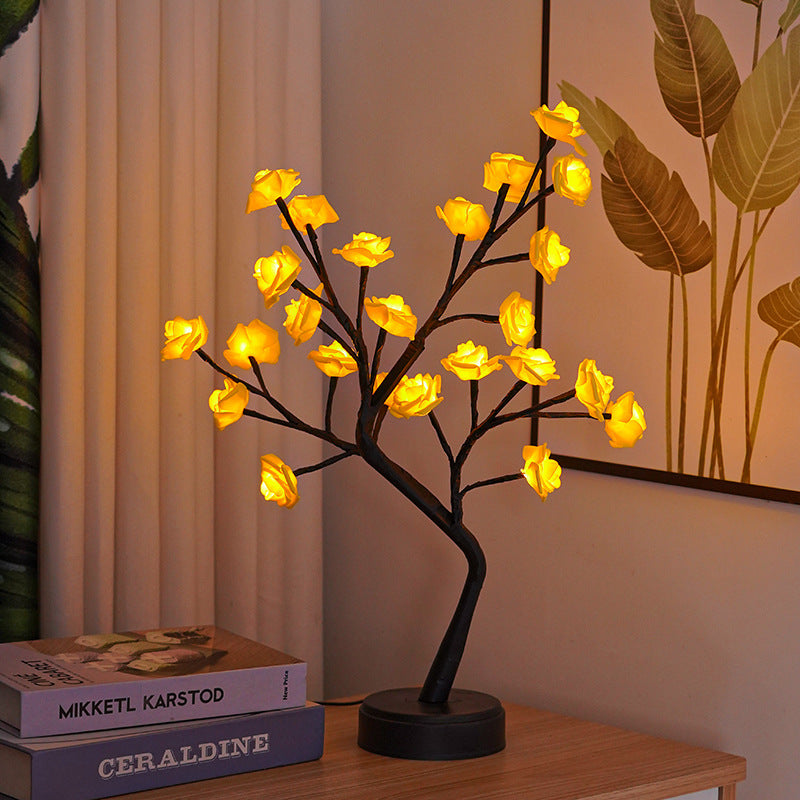 Rose Flower Tree Table Lamp – USB Fairy Night Light Decoration. glodeco