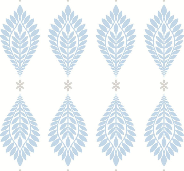 Seabrook Mirasol Palm Frond Carolina Blue And Eggshell Wallpaper